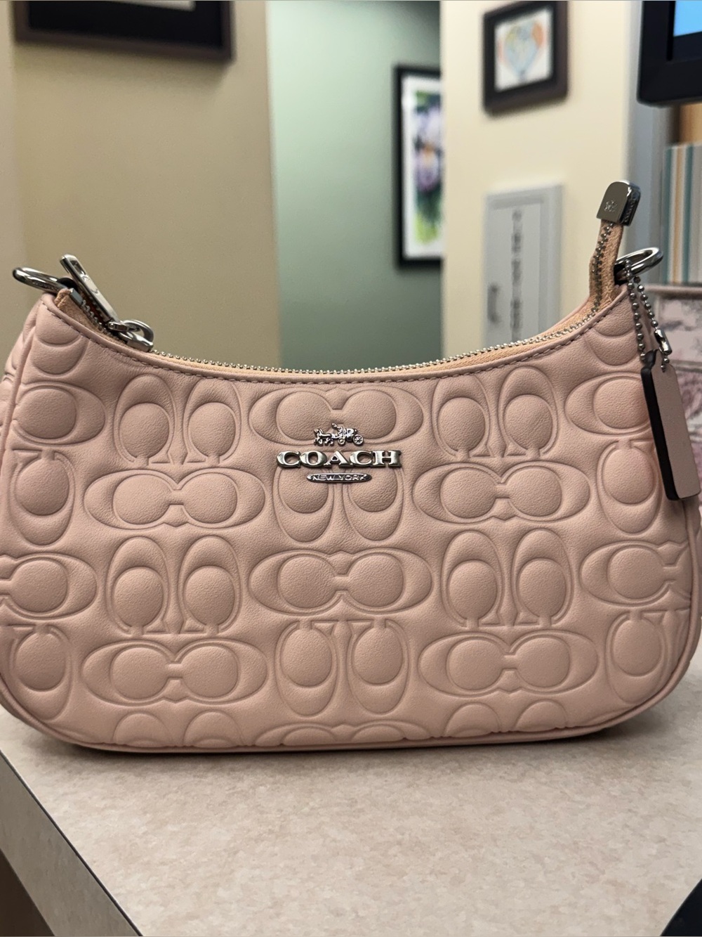 NWT - Coach - Teri Shoulder Bag - Blush - Signature Embossed Leather - Picture 5 of 8
